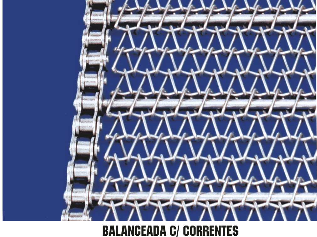 Esteira metalica balanceada com correntes